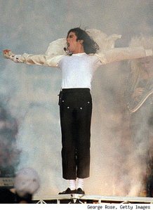 michael jackson cropped black pants and loafers
