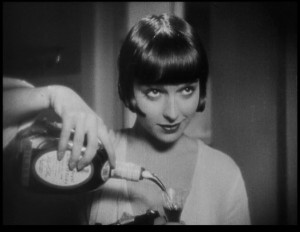 More often than not, Louise Brooks smiles, a huge departure from Theda Bara's vamp image.